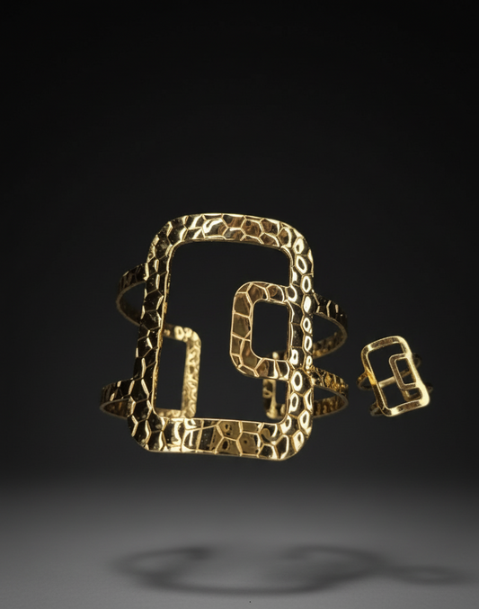 Geometric Iron Bracelet & Ring Set